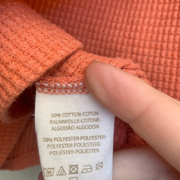 Free People Long Sleeve orange waffle tee. Size XSmall - Picture 5 of 6